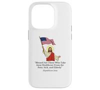 Jésus républicain tenant le drapeau américain protestation Coque pour iPhone 14 Pro