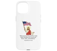 Jésus républicain tenant le drapeau américain protestation Coque pour iPhone 15