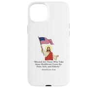 Jésus républicain tenant le drapeau américain protestation Coque pour iPhone 15 Plus