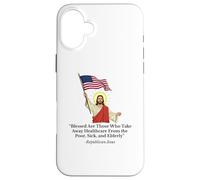 Jésus républicain tenant le drapeau américain protestation Coque pour iPhone 16 Plus