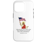 Jésus républicain tenant le drapeau américain protestation Coque pour iPhone 16 Pro