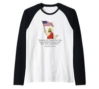 Jésus républicain tenant le drapeau américain protestation Manche Raglan