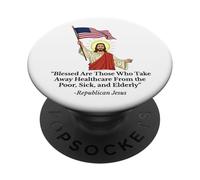 Jésus républicain tenant le drapeau américain protestation PopSockets PopGrip Adhésif