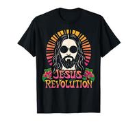 Jesus Revolution Christian Faith Retro Groovy Hippie Fleur T-Shirt