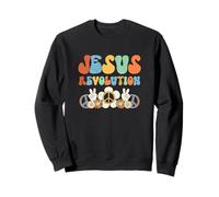 Jesus Revolution Faith Groovy Flower Peace Sign Christian Sweatshirt