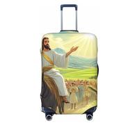 Jesus Rides On A Donkey Housse de protection élastique pour valise de voyage Motif imprimé anti-rayures, Noir , XL