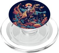 Jesus Riding in Space T-Rex Dinosaure Meme Sci-FI Believers PopSockets PopGrip pour MagSafe