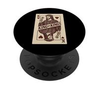 Jésus Roi des Rois - Carte Roi de Cœur PopSockets PopGrip Adhésif