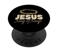 Jésus Roi des Rois Message Spirituel en Typographie PopSockets PopGrip Adhésif