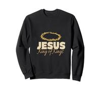 Jésus Roi des Rois Message Spirituel en Typographie Sweatshirt