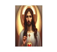 Jésus Sacré-Cœur - Divine Miséricorde catholique chrétienne - Toile décorative pour chambre à coucher, bureau, chambre, cadeau sans cadre, 60 x 91,4 cm