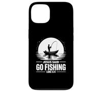 Jesus Said Go Fishing Verse biblique Fisherman Christian Coque pour iPhone 13