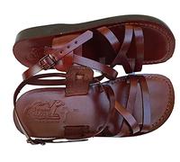 Jesus Sandales en cuir style romain 02, marron foncé, 38 EU Large
