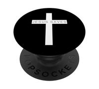 Jésus Sauve - Croix chrétienne PopSockets PopGrip Adhésif