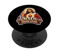 Jésus Sauve des Vies - Jésus chrétien PopSockets PopGrip Adhésif