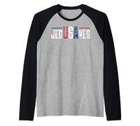 Jésus Sauve - Design Typographique Distressé Manche Raglan