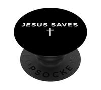Jésus Sauve la Foi chrétienne croisée Message Croissant PopSockets PopGrip Adhésif