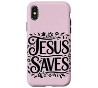 Jésus Sauve la Foi chrétienne ornementale Florale Coque pour iPhone X/XS