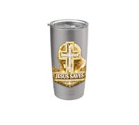 Jésus sauve la foi croix esprit positif croyance religieuse Gobelet isotherme en acier inoxydable double paroi
