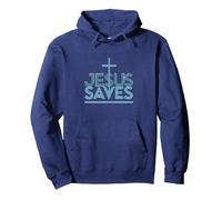 Jésus Sauve : Message inspirant de Foi chrétienne Sweat à Capuche, Unisexe pour Adultes, Bleu Marine, S