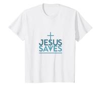 Jésus Sauve : Message inspirant de Foi chrétienne T-Shirt, Enfant, Blanc, 6 Ans