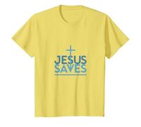 Jésus Sauve : Message inspirant de Foi chrétienne T-Shirt, Enfant, Citron, 8 Ans
