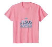 Jésus Sauve : Message inspirant de Foi chrétienne T-Shirt, Enfant, Rose, 10 Ans