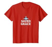 Jésus Sauve - Sauvé par la grâce - Croix de la Foi chrétienne T-Shirt, Enfant, Rouge, 4 Ans