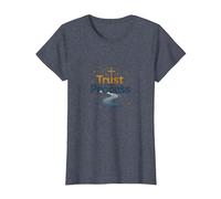 Jésus Sauve : Trust The Process Christian Faith Citation T-Shirt, Femme, Bleu Chiné, M