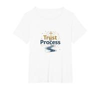 Jésus Sauve : Trust The Process Christian Faith Citation T-Shirt, Femme Grandes Tailles, Blanc, 5X