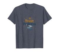 Jésus Sauve : Trust The Process Christian Faith Citation T-Shirt, Homme, Bleu Chiné, XL