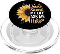 Jesus Saved My Life Ask Me How PopSockets PopGrip pour MagSafe