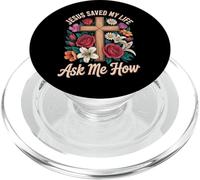Jesus Saved My Life Ask Me How PopSockets PopGrip pour MagSafe