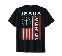 Jesus Saved My Life God Christian Faith Croix Drapeau Religieux T-Shirt