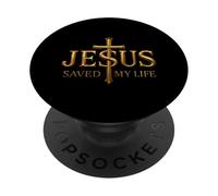 Jesus Saved My Life God Citation chrétienne Croyant Religieux PopSockets PopGrip Adhésif