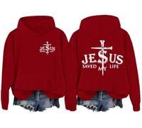 Jesus Saved My Life Sweat à capuche chrétien pour homme femme verset biblique chrétien, bordeaux, M
