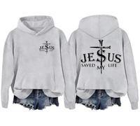 Jesus Saved My Life Sweat à capuche chrétien pour homme femme verset biblique chrétien, gris, M