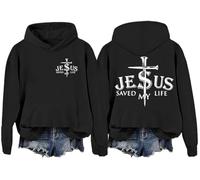 Jesus Saved My Life Sweat à capuche chrétien pour homme femme verset biblique chrétien, Noir , M