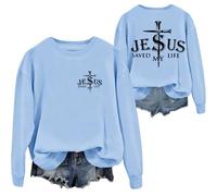 Jesus Saved My Life Sweatshirt Christian Shirts For Men Women Christian Bible Verse Sweatshirts, Bleu (Carolina blue), 3XL
