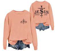 Jesus Saved My Life Sweatshirt Christian Shirts For Men Women Christian Bible Verse Sweatshirts, Orange, XL