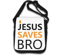 Jesus Saves Bro Sac à bandoulière minimaliste avec logo chrétien Blanc