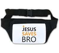 Jesus Saves Bro Sac banane minimaliste avec logo chrétien Blanc