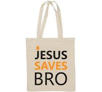 Jesus Saves Bro Sac fourre-tout minimaliste en coton naturel avec logo chrétien Blanc