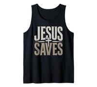 Jesus Saves Christian Cross Graphique Vintage Vieilli Débardeur
