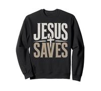 Jesus Saves Christian Cross Graphique Vintage Vieilli Sweatshirt