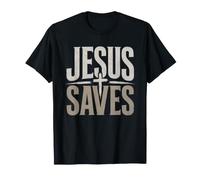 Jesus Saves Christian Cross Graphique Vintage Vieilli T-Shirt