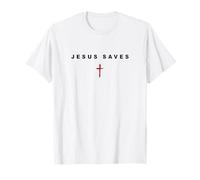 Jesus Saves - Christian Faith Cross Gospel Minimal Text T-Shirt