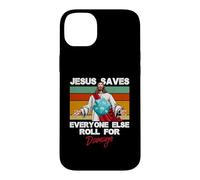 Jesus Saves Everyone Else Roll for Damage Chrétien Coque pour iPhone 14 Plus