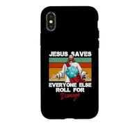 Jesus Saves Everyone Else Roll for Damage Chrétien Coque pour iPhone X/XS