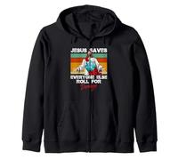Jesus Saves Everyone Else Roll for Damage Chrétien Sweat à Capuche